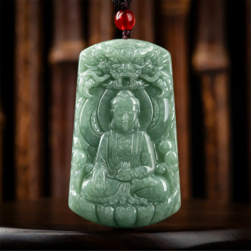 

Mai Chuang/ Hand Carved/ Jade Dragon Head Great Day Tathagata Necklace Pendant Fashion Elegant Jewelry Men Women Couple Gift