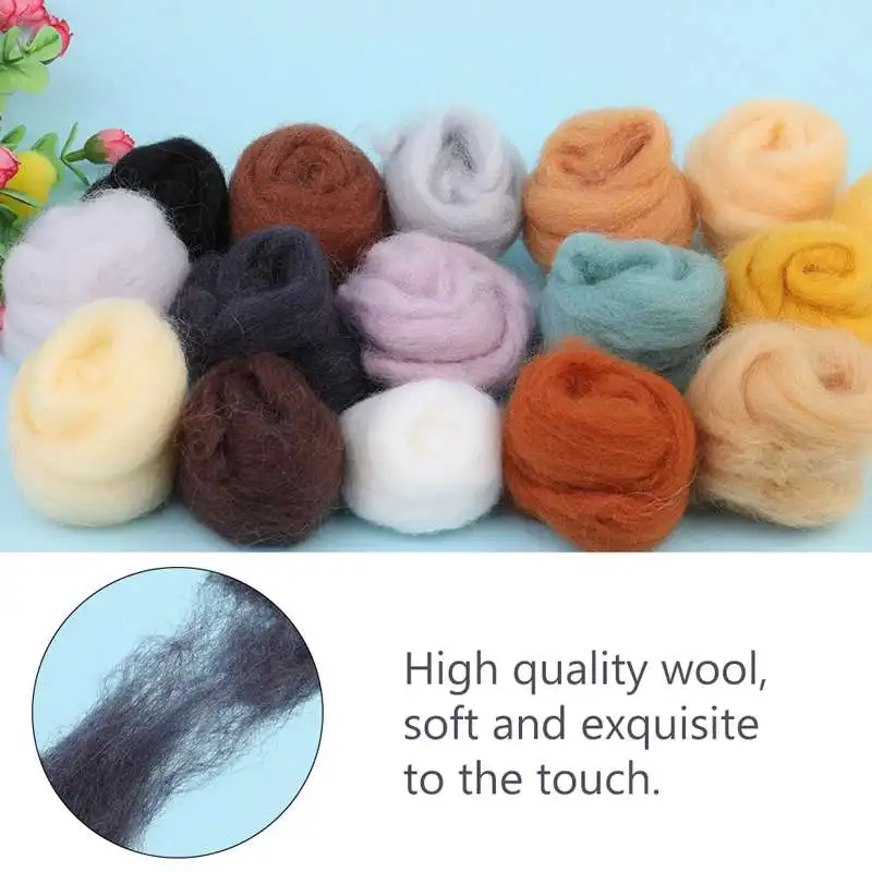 Needle felting wool 10 G DIY Wool Roving Needle Felting 8 Colors Wool Felting Fibre Handmade Material For Beginners Needle Product Making
