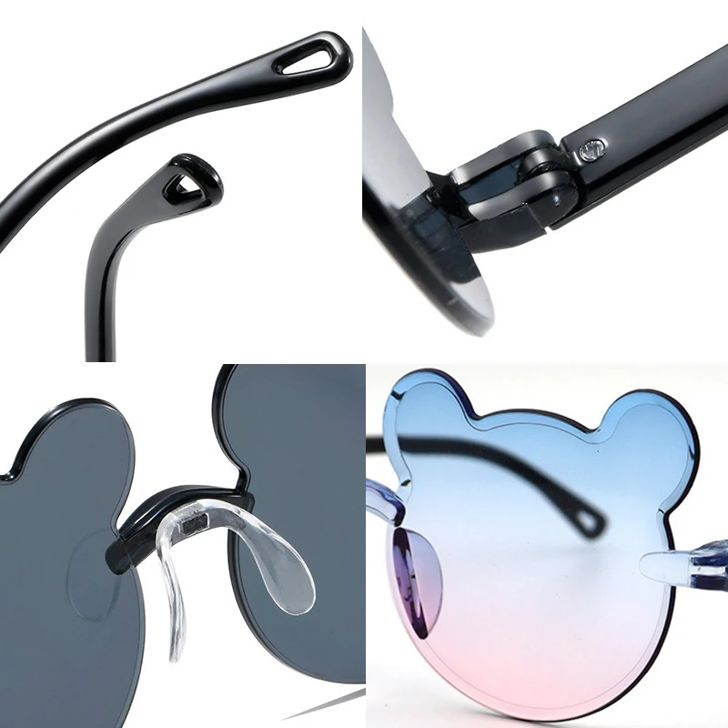 Children Cute Cartoon Bear Shape Sunglasses Boy Girls Summer Anti-UV UV400 Rimless Sun Glasses Kids Outdoor Sun Glasses children sunglasses,kids sunglasses