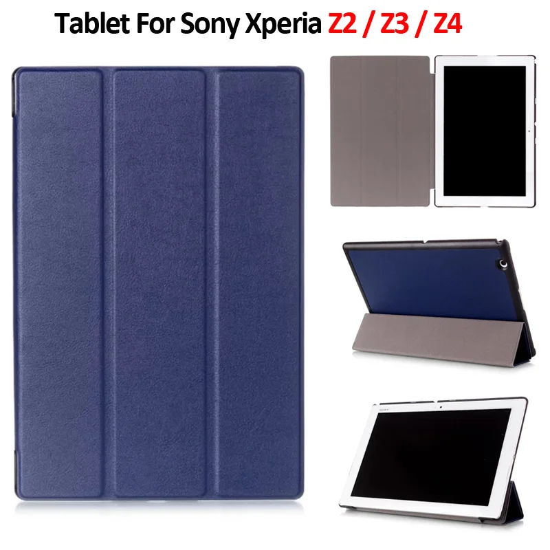 

For Sony Xperia Z2 Tablet Smart Magnet Fold Flip PU Leather Funda Case with 3-Folding Holder for Sony Xperia Z4 Z3 Cover