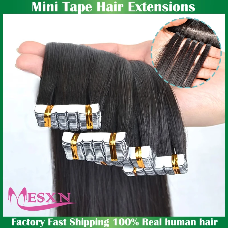 Mini Straight Tape In Human Hair Extensions Real Natural Hair Extension 16"-24" Invisible Tape In For Salon human hair extensions hair extensions