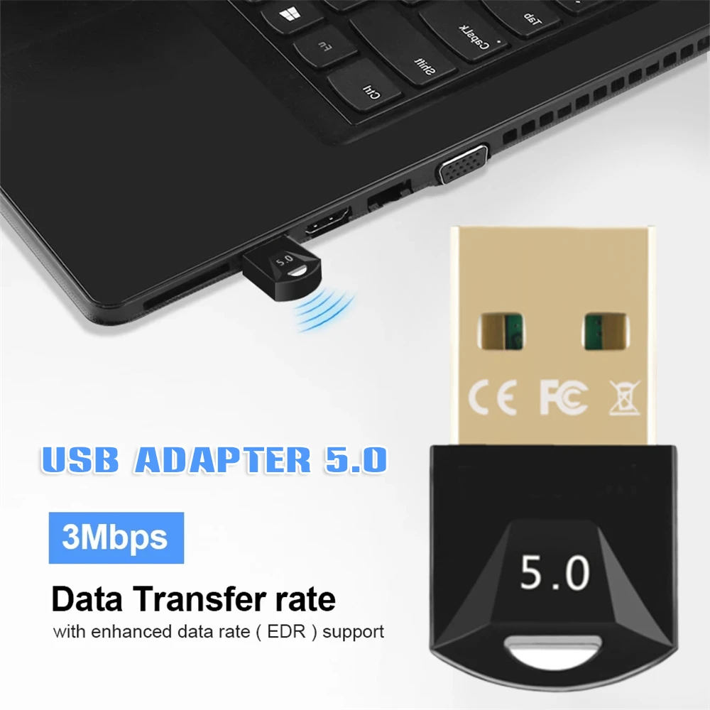 Adaptador USB EDR + BT V5.0, conexión inalámbrica, Dongle, Compatible con  Bluetooth, Plug & Play, baja latencia, 10 20m de distancia de transmisión  DF| | - AliExpress