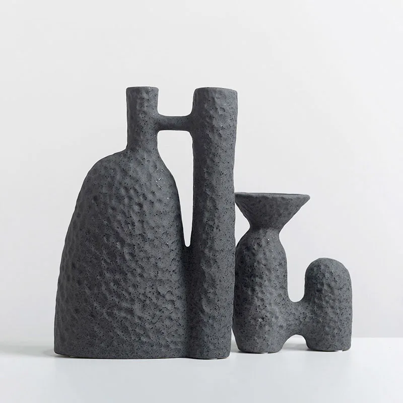 TingKe Wabi Sabi Style Ceramic Vase, H-Shaped Decoration, Home and Hotel, Creative Birthday Gift, Housewarming 4