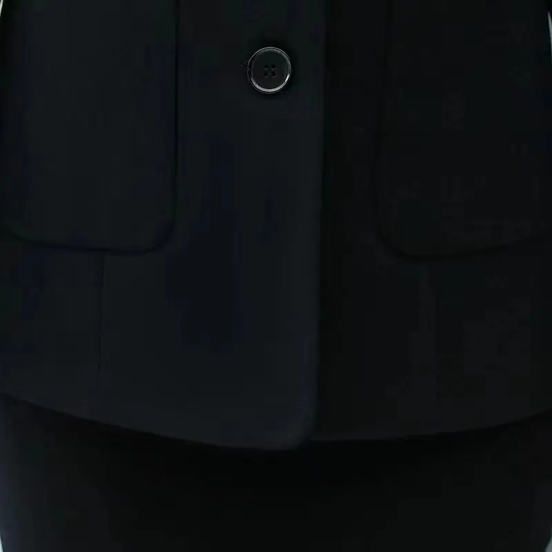 Spring and Autumn Women's Solid Color Suit Collar Pocket Button Slim Fit Long Sleeve Coat Fashion Elegant Commuter Casual Tops