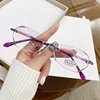 Fashion Frameless Cutting Edge Reading Glasses Red and Purple Starlight Fine Flash Presbyopia Eyewear Anti Blue Light Glasses 2