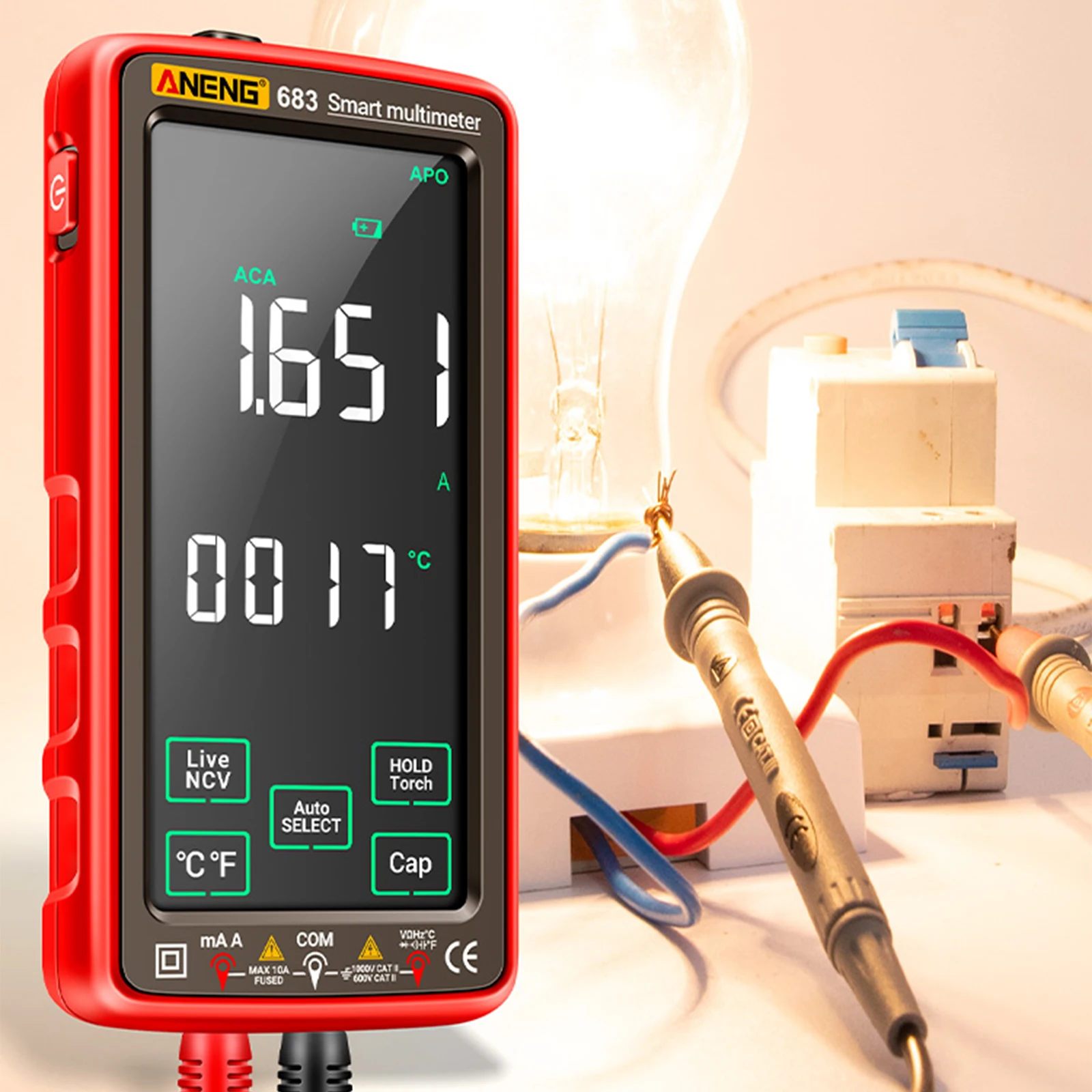 ANENG 683 6000 Counts Digital Multimeter Smart Anti-burn Rechargeable Universal Meter VA Reverse Display NCV Tester Flashlight 3