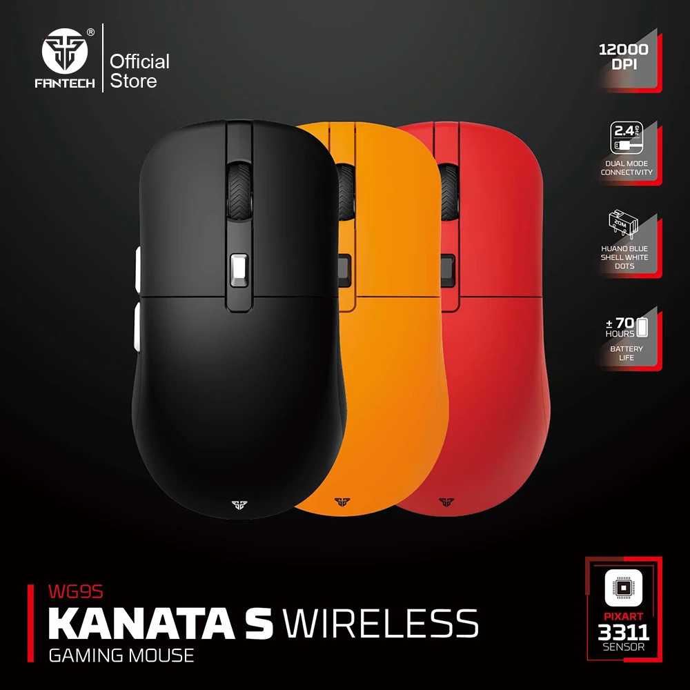 FANTECH KANATAS WG9S Wireless Gaming Mouse PIXART 3311 12000DPI Improved Ultra-Grippy Coating Wired Mouse Macro Button Mice wireless mouse gaming mouse wireless gaming mouse