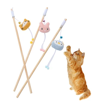 Wooden Cat Stick Toy 1
