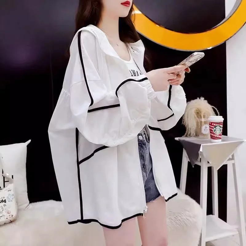 Hooded Sunscreen Clothes for Women 2024 Summer New Style Can be Outworn Loose and Thin Breathable Sunscreen Clothes Top for WF