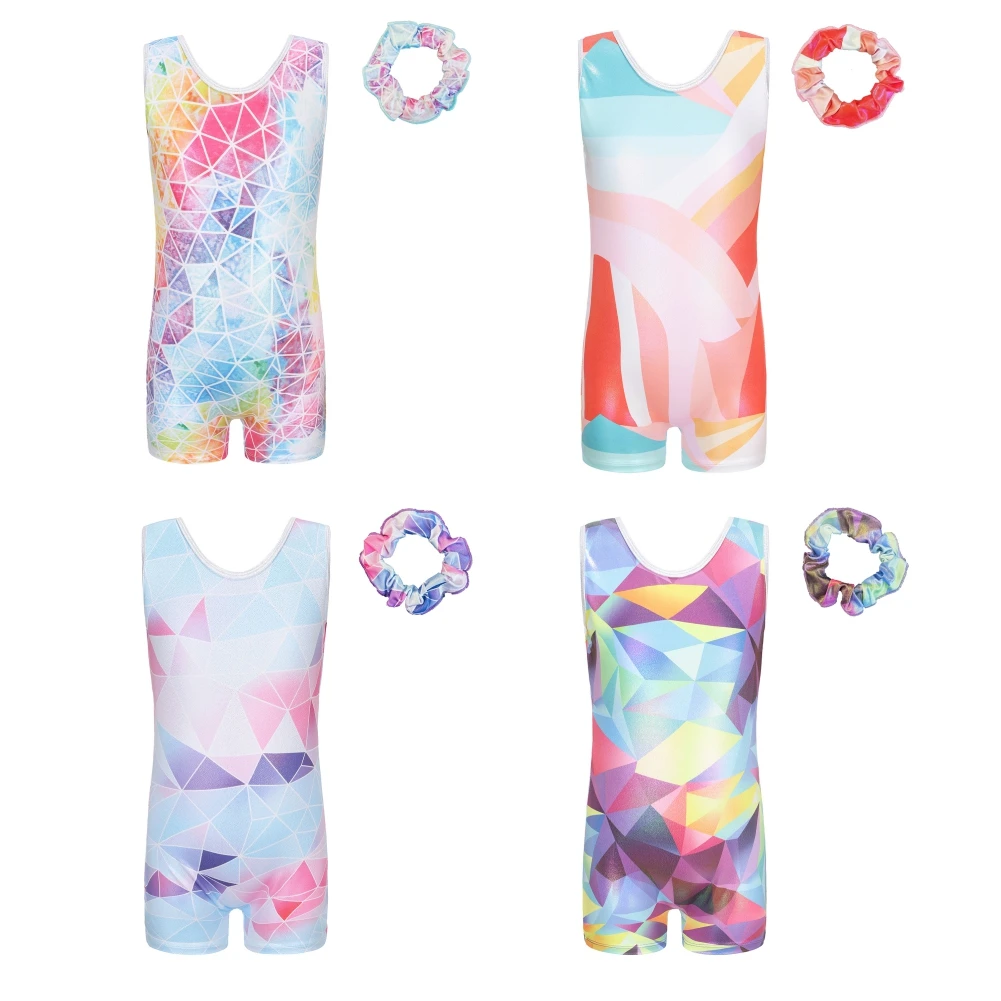 Kids Leotards for Girls Gymnastics Dance Embroidery Glitter Tumbling Shorts Bottoms 5-12Y