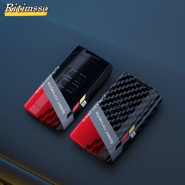 Coque De Clé Télécommande En Fiber De Carbone Pour Renault Megane