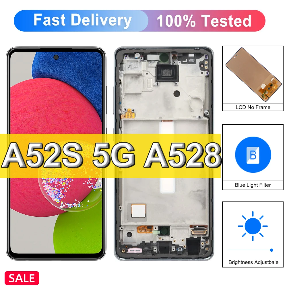 100% Tested For Samsung Galaxy A52s 5G SM-A528B LCD Display Touch