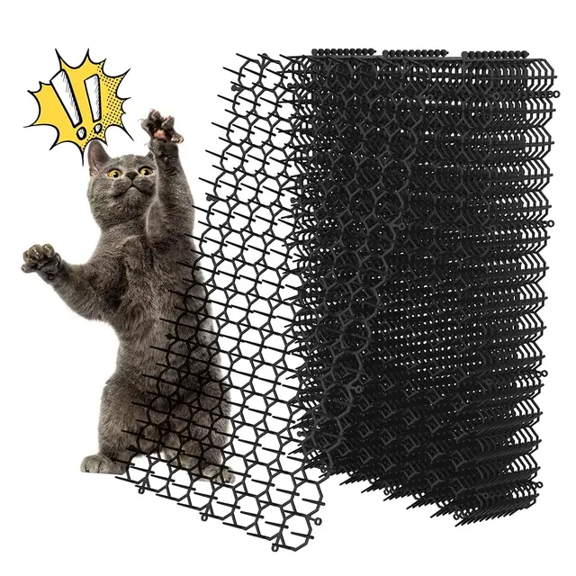 12Pcs/set Garden Anti-Cat Prickle Mat Cat Scat Mat with Ground Spikes and Cable Ties Keep Cat Dog Away Digging Repellent Mat 2