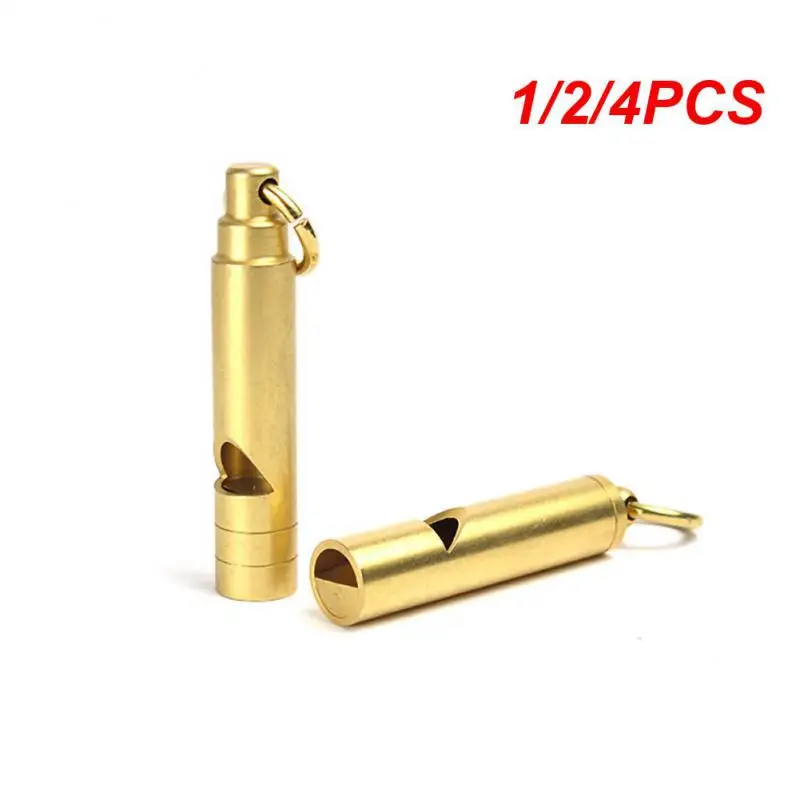 

1/2/4PCS Outdoor Whistle Retro Brass Fashionable Emergency Survival Training Referee Self-defense Camping Copper Key Ring