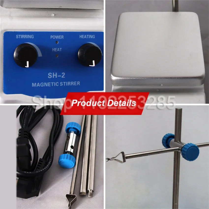 SH-2 Laboratory Magnetic Stirrer, Laboratory Magnetic Stirrer with Heating Function Thermostatic Devices