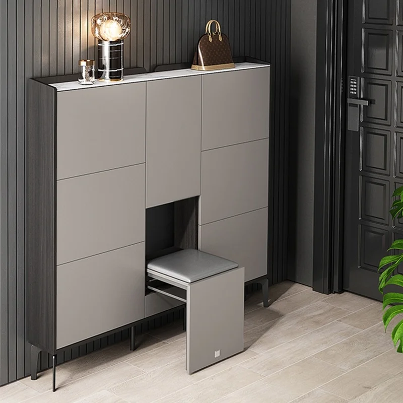 

Modern Entrance Shoe Cabinet Ultra Thin Design Multilayer Shoe Cabinet With Seat Free Shipping Zapatera Organizador Furniture