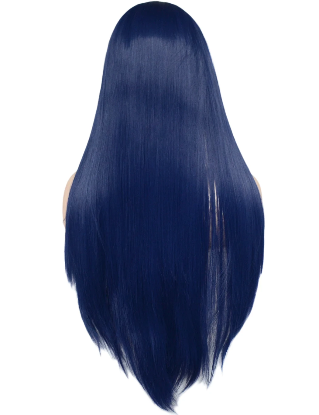 Dark Blue Lace Front Wigs Straight Trendy Heat Resistant Synthetic Hair Half Hand Tied Wigs for Women Cosplay Daily Wear