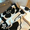Elegant Camellia Black and White Shawl - Breathable and Warm Polyester Women's Scarf | Perfect for Spring and Fall Fashion 1