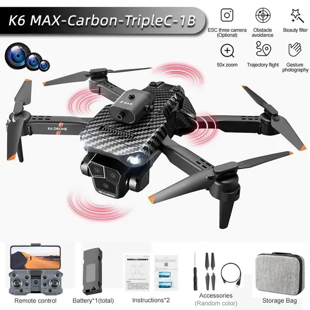 New K6Max Mini Drone Professinal Three Cameras Wide Angle Optical Flow Localization Four-way Obstacle Avoidance RC Quadcopter - Image 6
