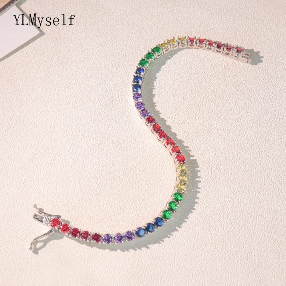 

Латунный браслет для тенниса 16/17/18/19 см с круглой радужной искусственной кожей 4 мм/позолоченная цепочка унисекс в стиле хип-хоп рок