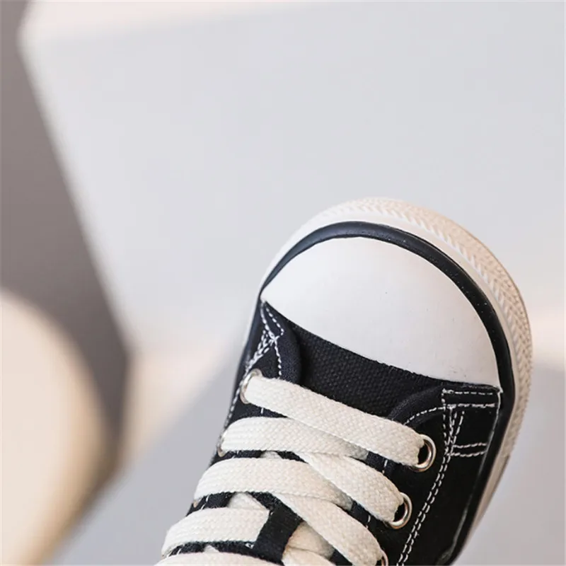 2024 New Baby Shoes Canvas High-help Toddler Kids Casual Shoes Soft Rubber Sole Fashion Little Boys Girls Sneakers 5