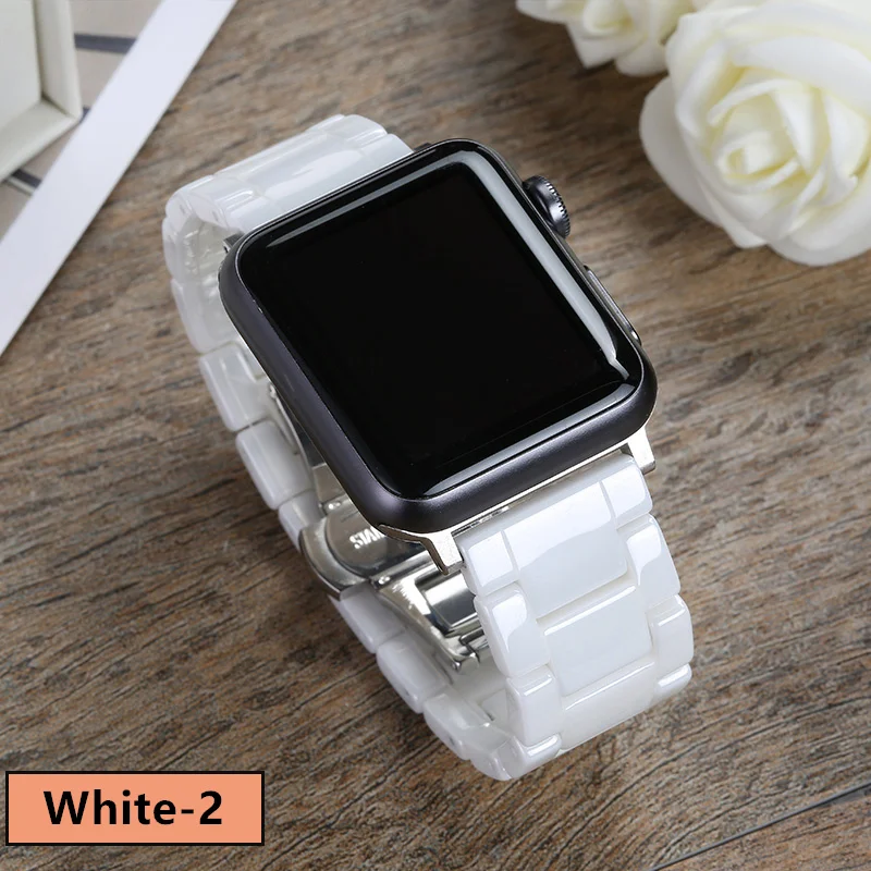 Elegant Ceramic Strap with Butterfly Buckle