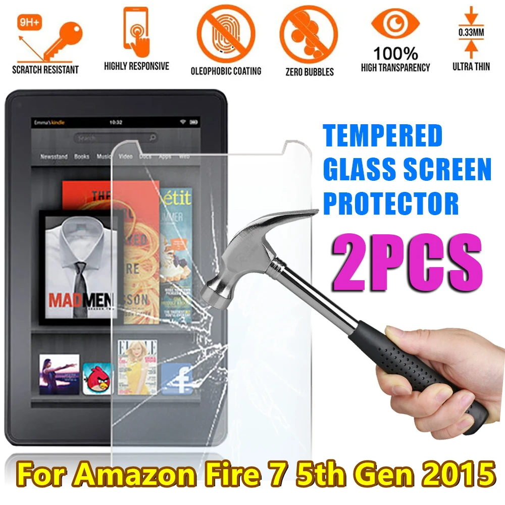 5th Gen 2015 Tablet Tempered Glass Screen Protector For Amazon Kindle Fire 7 