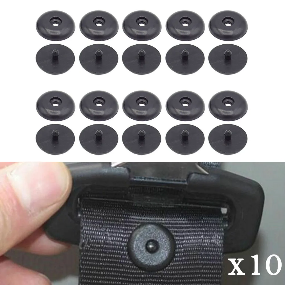Car Safety Seatbelt Stopper Buckle Auto Seat Belt Spacing Limit Stop Plastic Anti-slip Button Retainer Rivet Stud Clips 10 Pcs
