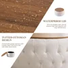 Round Storage Ottoman with Wooden Lid, Tufted Teddy Fabric Circle Ottoman Footrest Stool Bench Coffee Table for Living Room 5