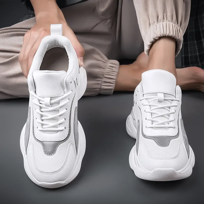 

Men Leather Casual Shoes 2023 Autumn Male Elevator ShoesComfortable Mens Sneakers Increase Breathability Men's Shoes