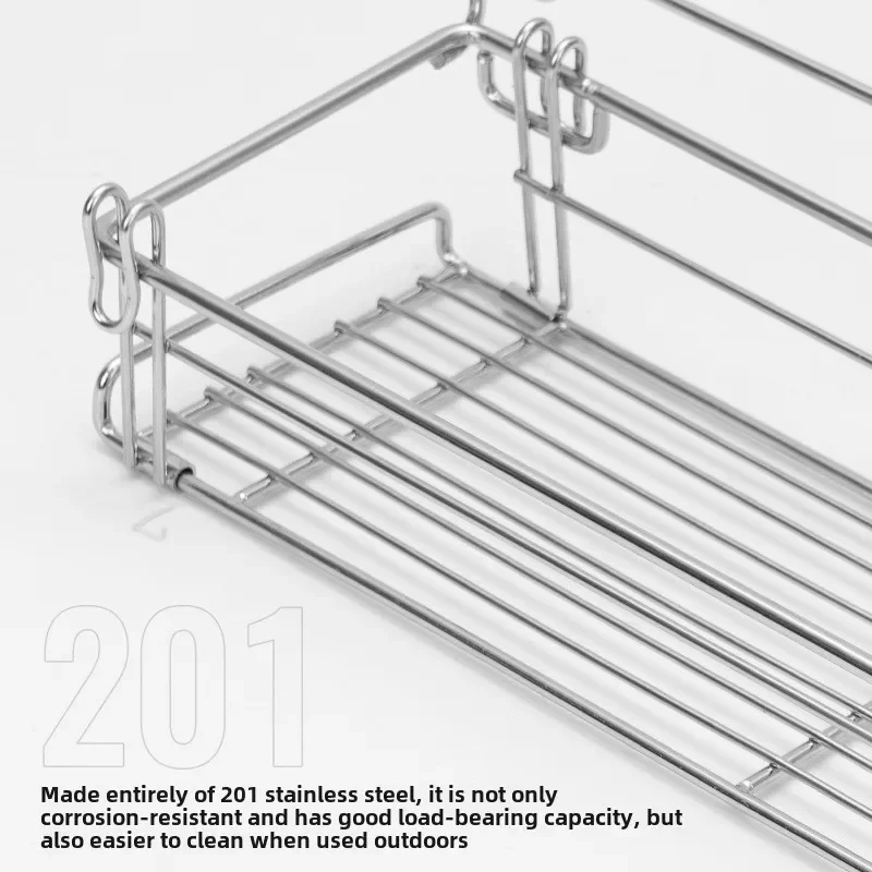 Outdoor Aluminum Table Side Storage Rack Hanging Mesh IGT Table Expansion Bracket Folding Extension Basket Folding Rack