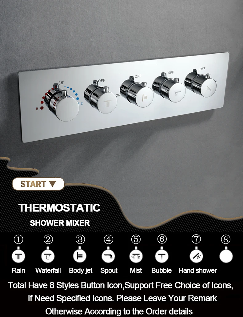 Description Picture 2 of itemThermostatic Shower Faucet Mixing Valve Bathroom Accessories Brass Concealed Valve Wall Mounted Shower Controller For Showerhead