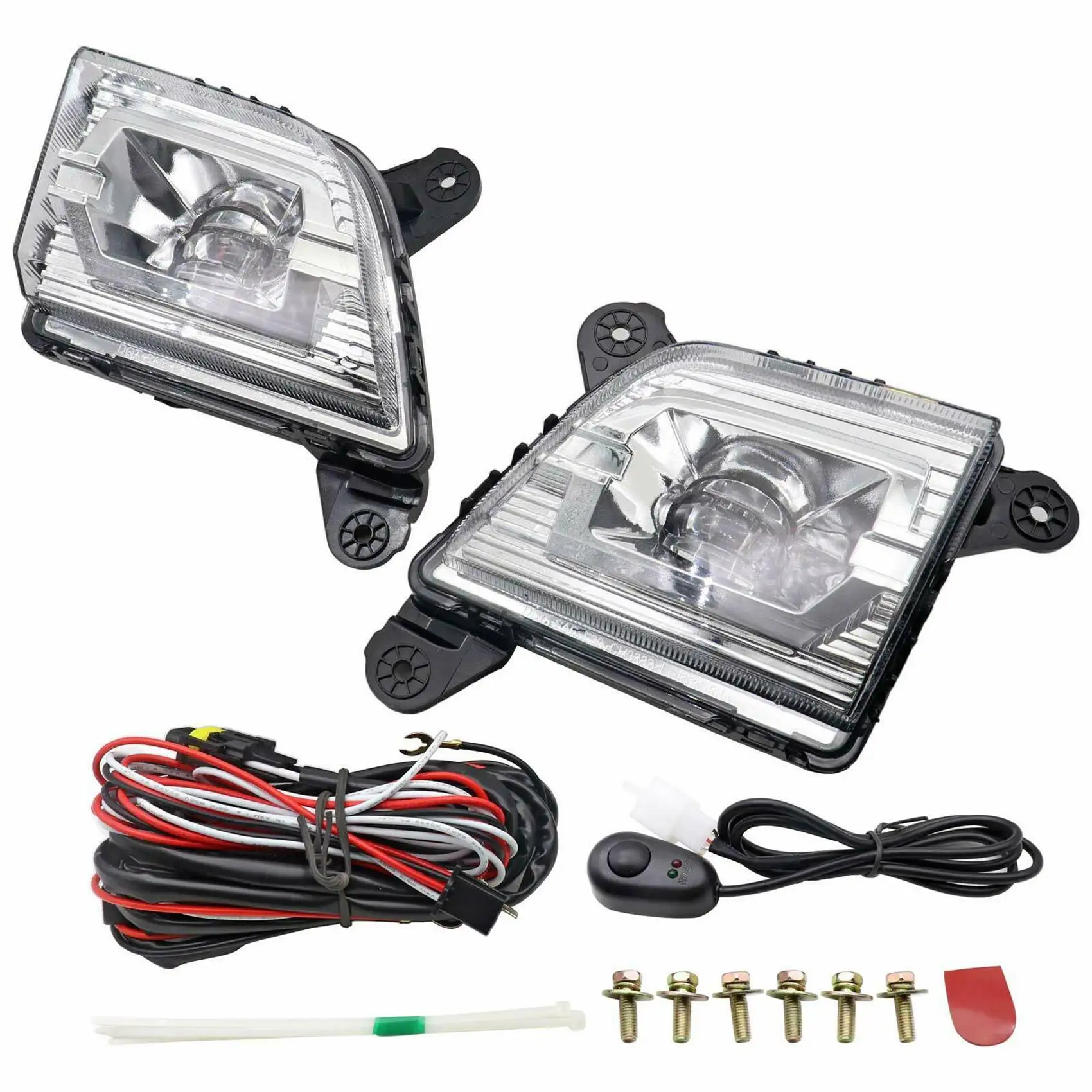 

For 19-20 Chevy Silverado 1500 Clear Lens LED Bumper Driving Fog Lights + Switch