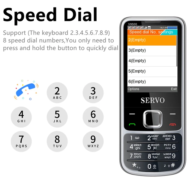 SERVO 4 SIM Card 4 Standby Mobile Phone Auto call recorder Speed dial Magic voice Phonebook 1000