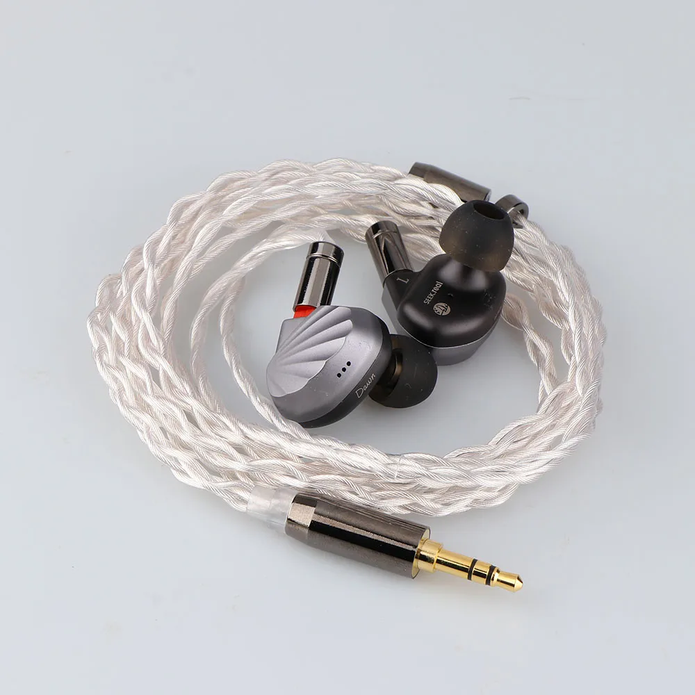 SeekReal Dawn 10mm*14mm Square Planar Driver + 1*BA Hybrid Drivers HiFi In-Ear Earphones with 0.78 2pin Detachable Silver-plated 5