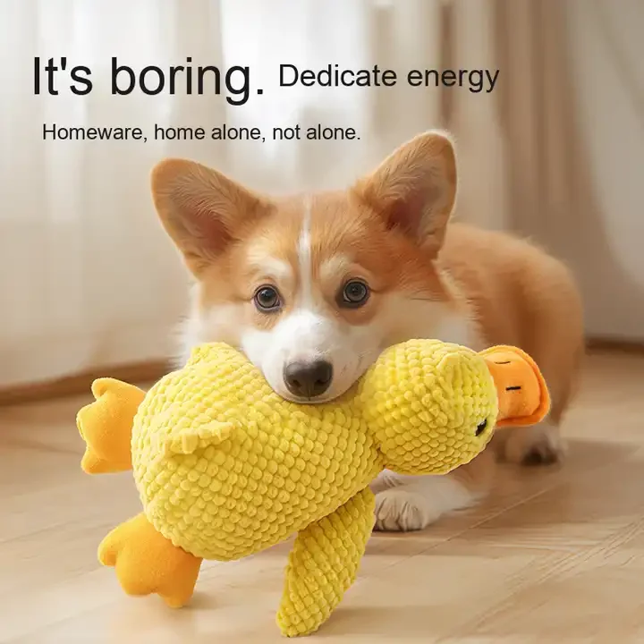 Eco-Friendly Plush Duck Chew Toy - Soft Cotton Squeaker