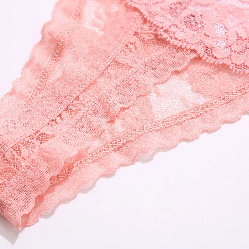 Women Panties 3PCS Sexy Lace G-string Transparent Floral Low-Waist Thong Underpants