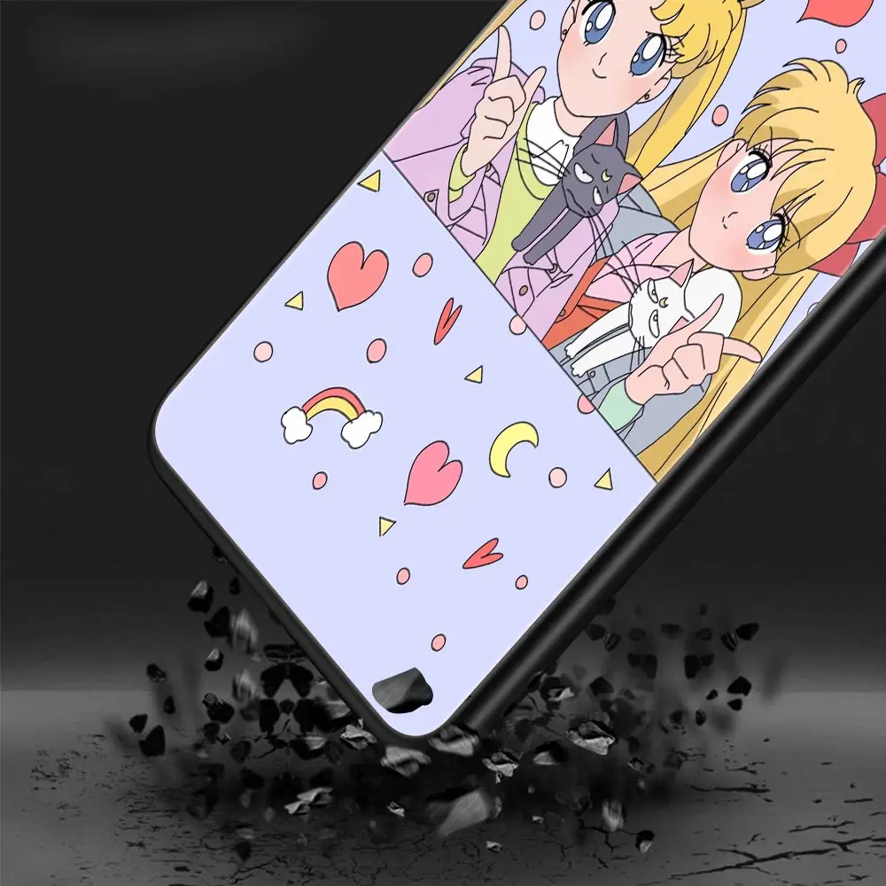 samsung cute phone cover Anime Thủy Thủ Mặt Trăng Ốp Lưng Điện Thoại Samsung Galaxy A52 A51 A12 A21s A32 A31 A71 A72 A02s A22 A11 A13 a41 Đen Mềm Mại Bao Fundas samsung silicone cover