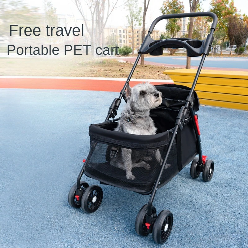 

Pet Cat Dog Stroller Lightweight Foldable Walking Pet Carrying Bag Outdoor Travel Breathable Meal Plate Trolley for Small Dogs