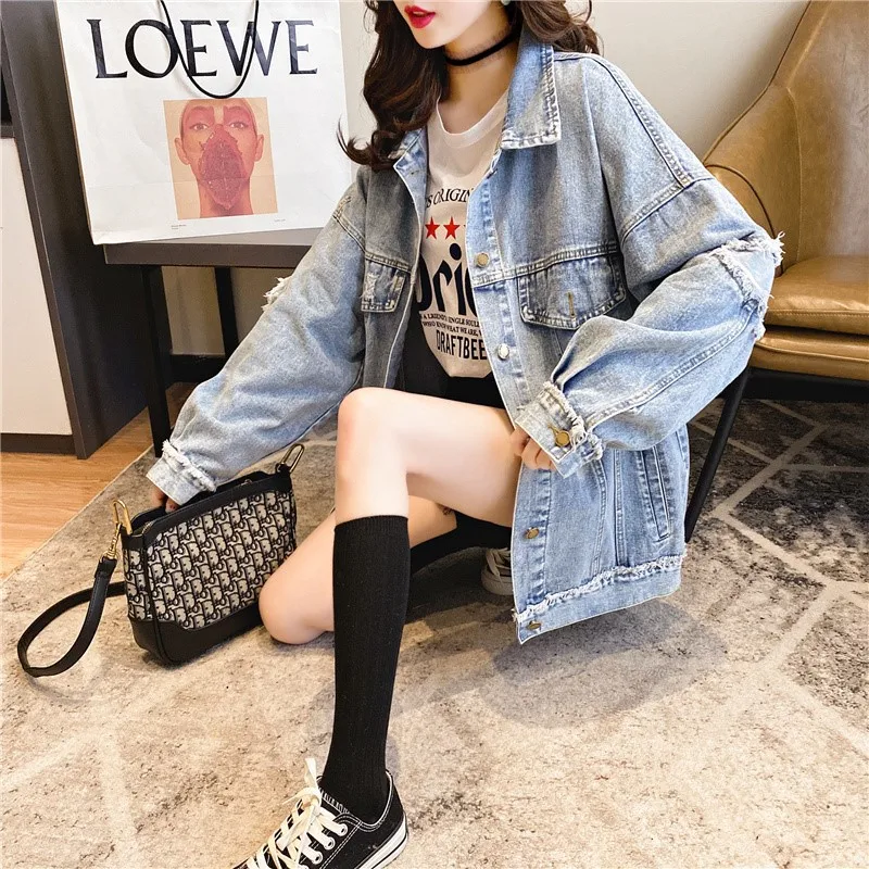 Women Denim Jacket 2023 New Spring Retro Outwear Cowboy Coat Fashion Long Sleeve Casual Jean Coat Female Loose Coats Oversized - Image 4