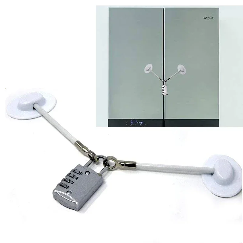 1 pc Adhesive Baby Safety Freezer Lock With Padlock Security Fridge Refrigerators Door Child Proof Window Lock Drawer