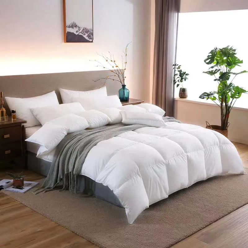 

White Winter Warm Thick Comforter Queen King Size Bedding Duvet Washable Microfiber Bedding Comforter with Corner Tabs