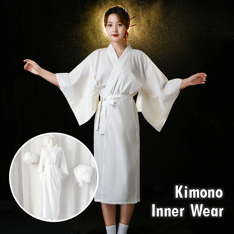 Women Traditional Japanese Kimono Juban Yukata Dress Long Robe With Belt Gown Haori Kimonos Inner Wear Accessories
