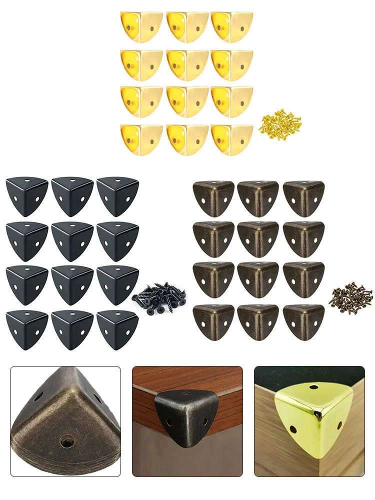 

Edge Cover Edge Corner Desk Decoration 12pcs 2.5*2.5*2.5cm Antique Iron Bronze Protection With Screws High Quality