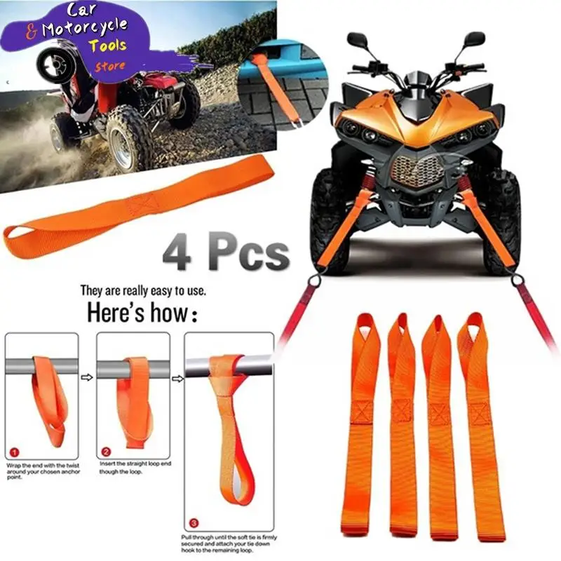 1/4Pcs ATV hook belt Endless webbing Motorcycle Tie Downs Luggage Bandage Soft For Car Motorbike Loops Straps Multipurpose strap cargo straps luggage strap cargo tie down strap tie down straps lashing strap