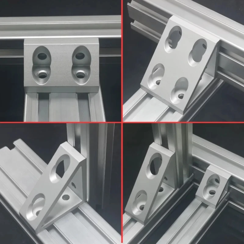 4Pcs Aluminum Profile Right Angle Triangle Block Triangle Connector Bracket 3030 4040 4545 2040 3060 4080 4590 Silver Black