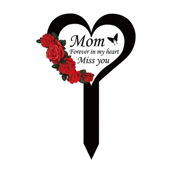 Cemetery Memorial Heart Shape Stake Garden Yard Sign Mom 5