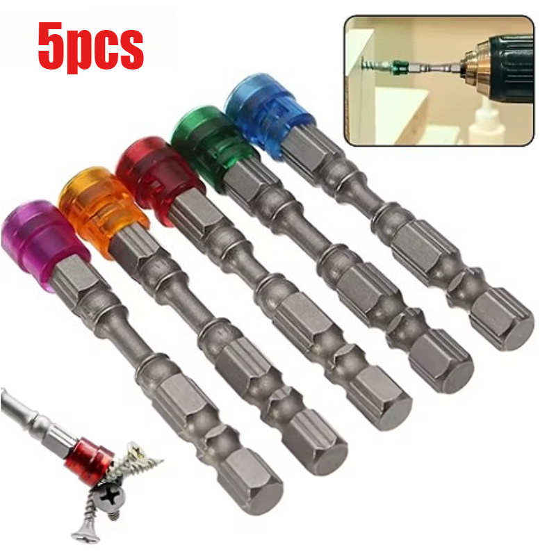 5PCS Single/Double Head 65mm Anti-Slip 1/4 Inch Hex Shank S2 PH2 Magnetic Phillips Screwdriver Bits