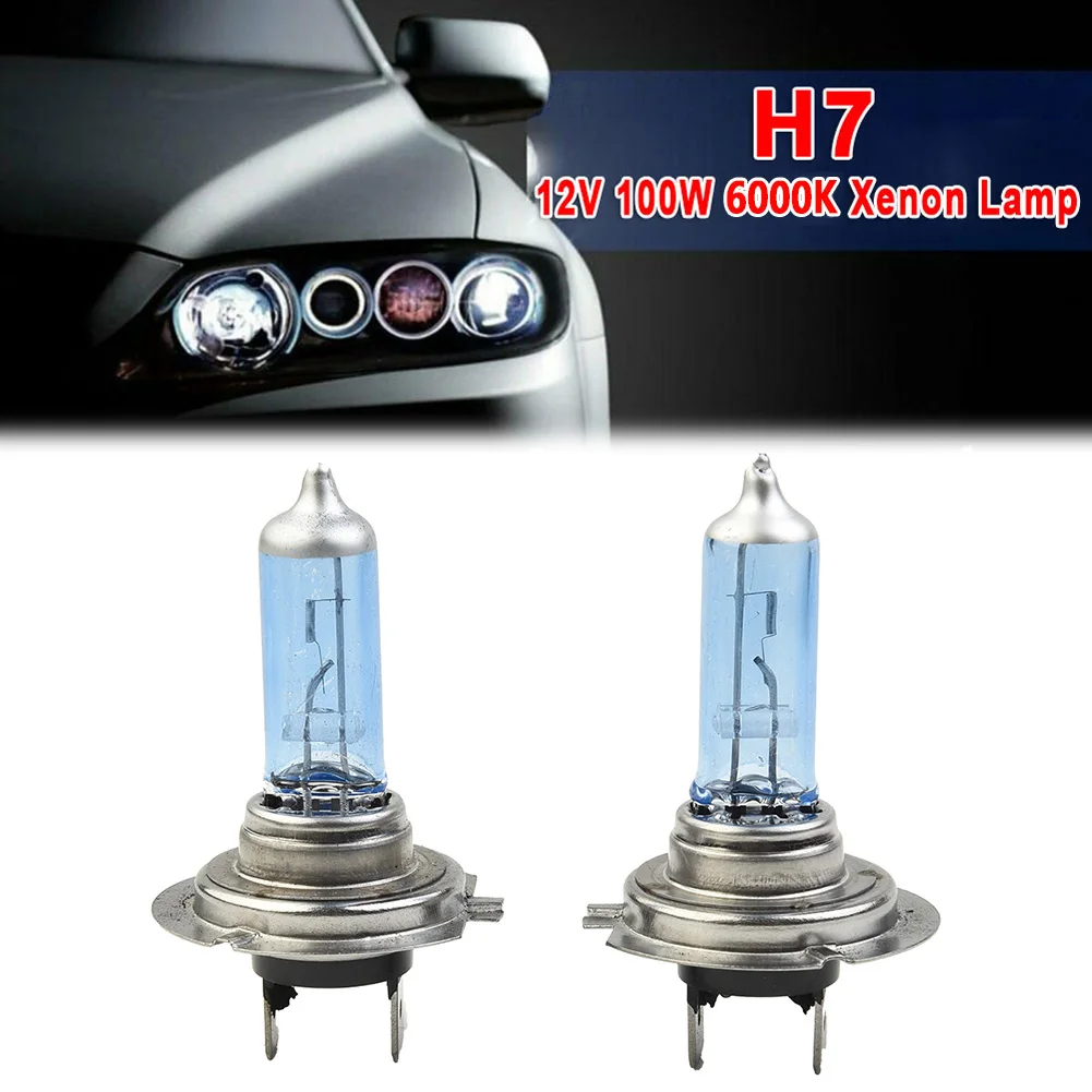 2-Pack H7 LED Bulbs – 100W High Power, 6000K White Light, Quartz Tube & Metal Lamp Head, DC 12V, 3000 H For Car Headlights