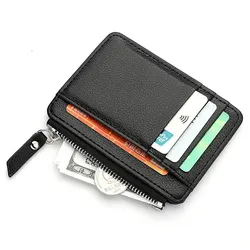 Compact Men's Wallet - Slim Zipper Sleeve with ID and Coin Holder (K3237 Black)